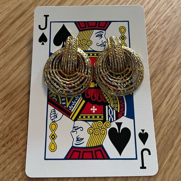 Vermeil Sterling Silver 925 Diamond Cut Textured Multi-Hoop Pierced Earrings - Picture 1 of 6